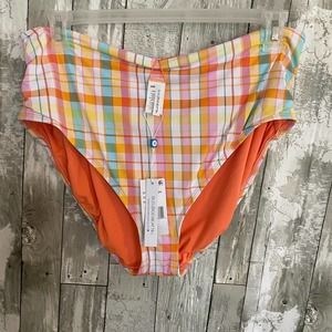 Bleu Rod Beattie Hip to Be Square High Waist Bottoms orange plaid plus size 20W
